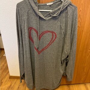 Maurices Gray Sweater with Red Heart Design